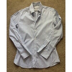 Brunello Cucinelli Blue Stripe Long Sleeve Basic Fit Shirt Collar Women Small